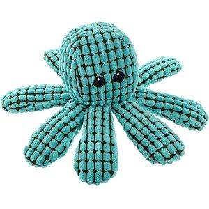 Octopus plush dog toy with crinkle tentacles and squeaker